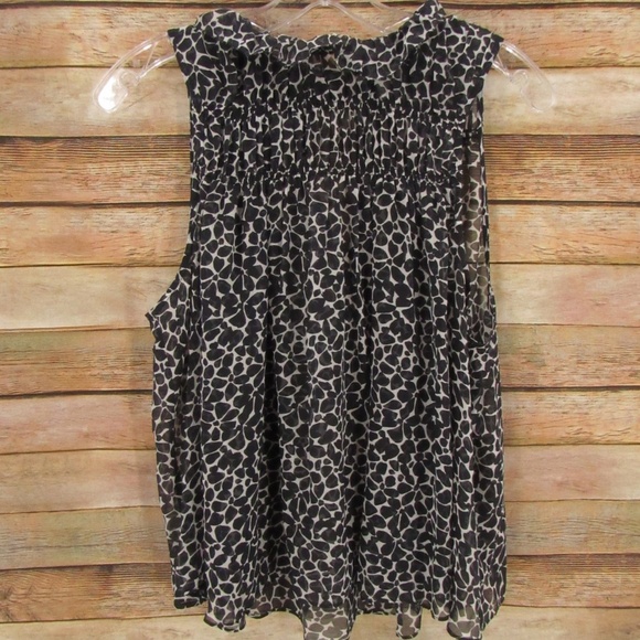 joie Black/White Ruffle Collar Sheer Sleeveless Swing Hem Silk Top S - Picture 1 of 12